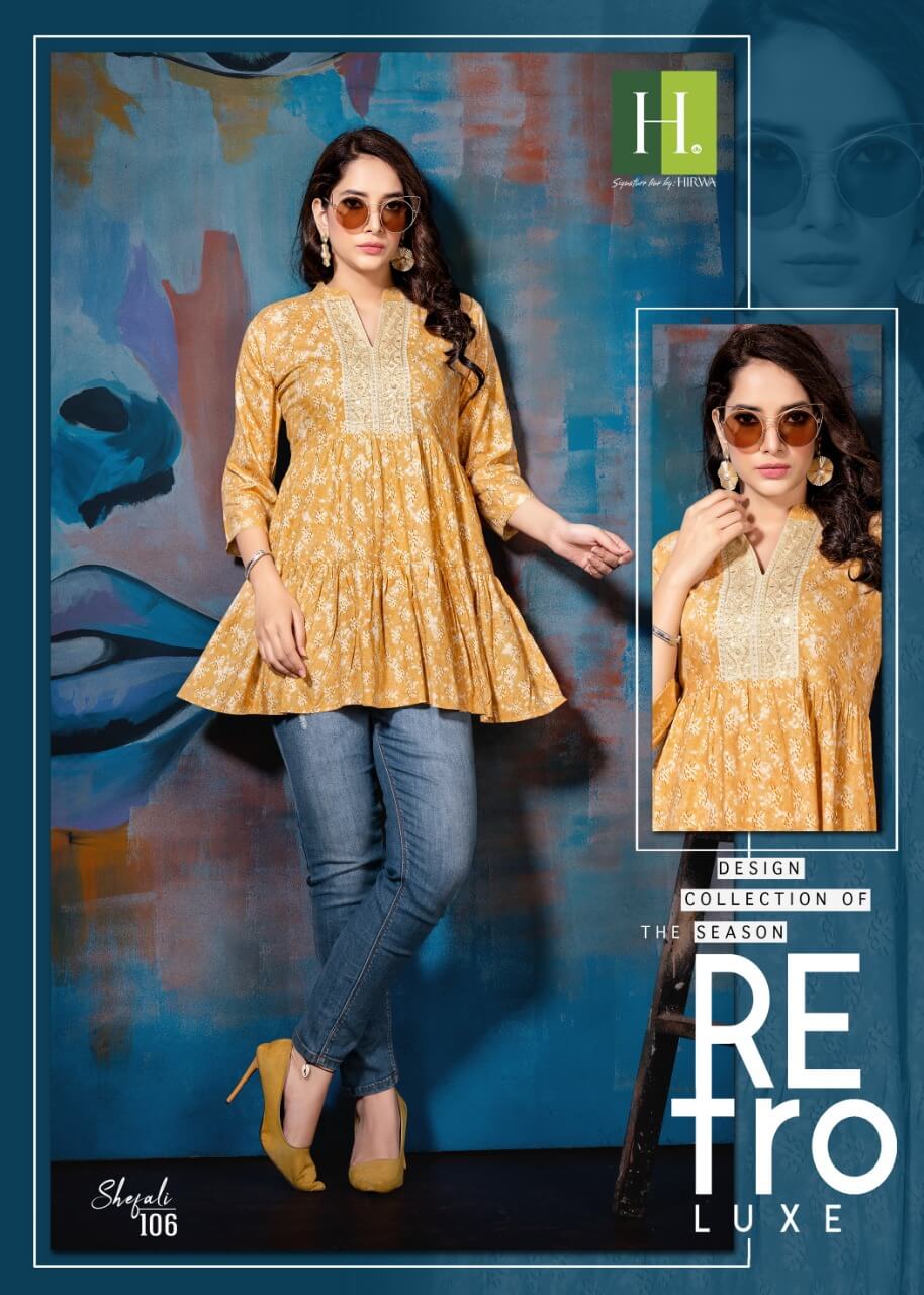 Hirwa Shefali Ethnic Wear Western Wholesale Rayon Top Collection